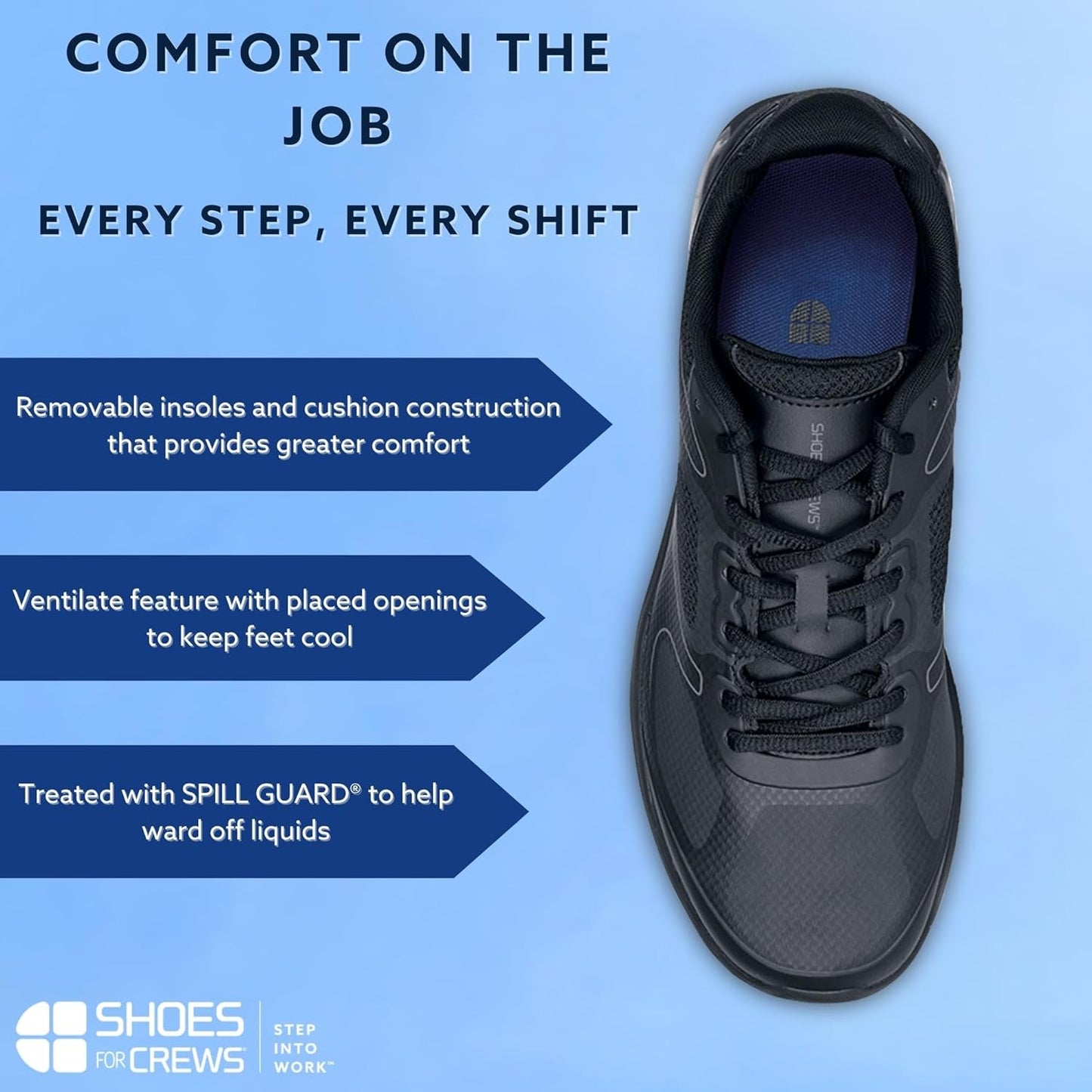 Shoes for Crews Men'S Slip-Resistant Work Sneakers - Comfortable, Non-Slip Shoes for Men in Food Service, Healthcare, Retail, Maintenance - Evolution II