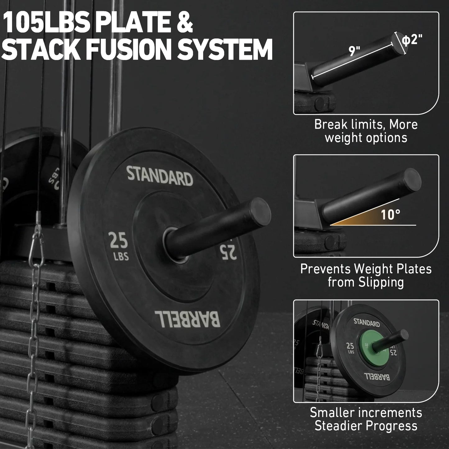 Home Gym System, Multifunctional Home Gym Station with 105LBS Weight Stack, All in One Compact Workout Machine for Full Body Strength Training