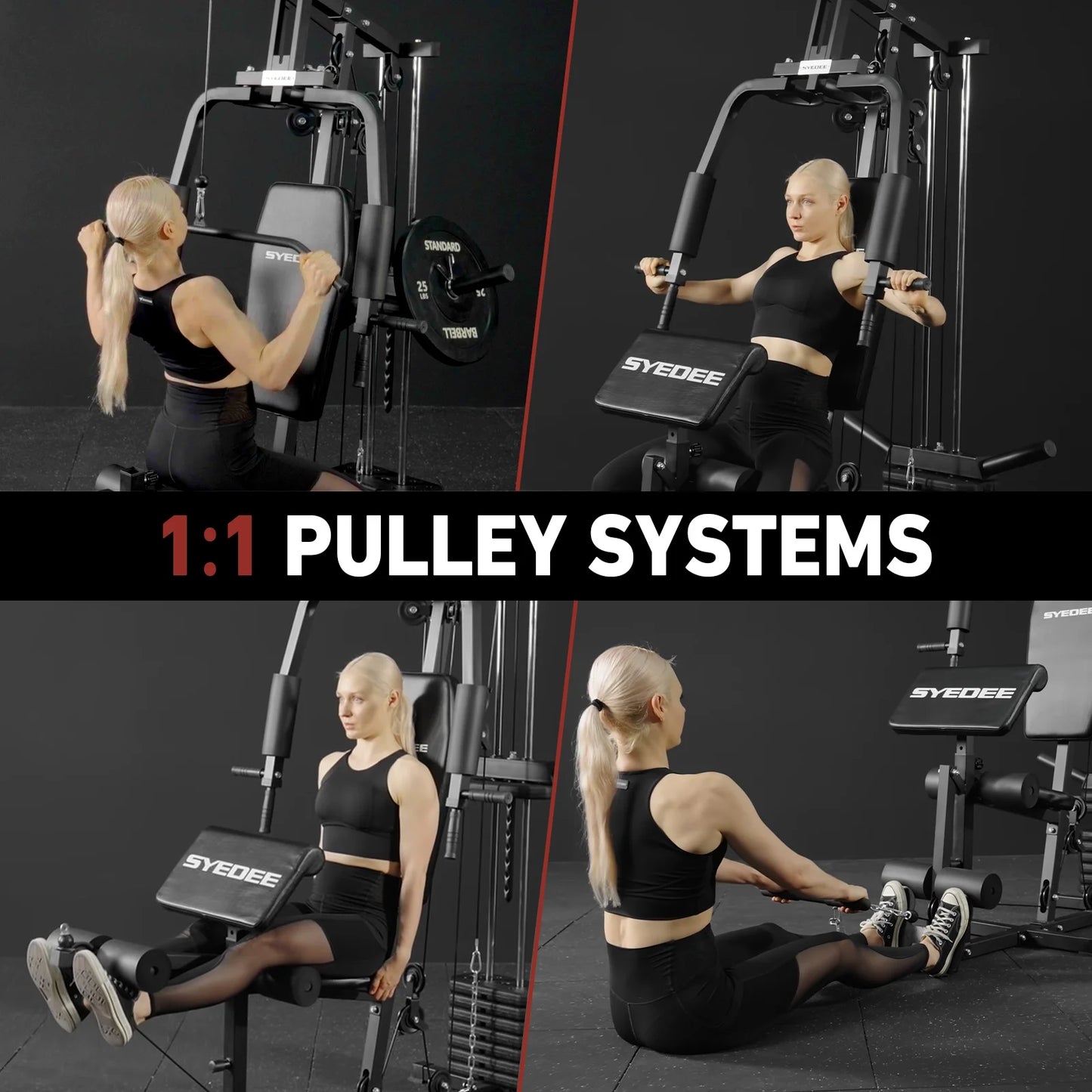 Home Gym System, Multifunctional Home Gym Station with 105LBS Weight Stack, All in One Compact Workout Machine for Full Body Strength Training