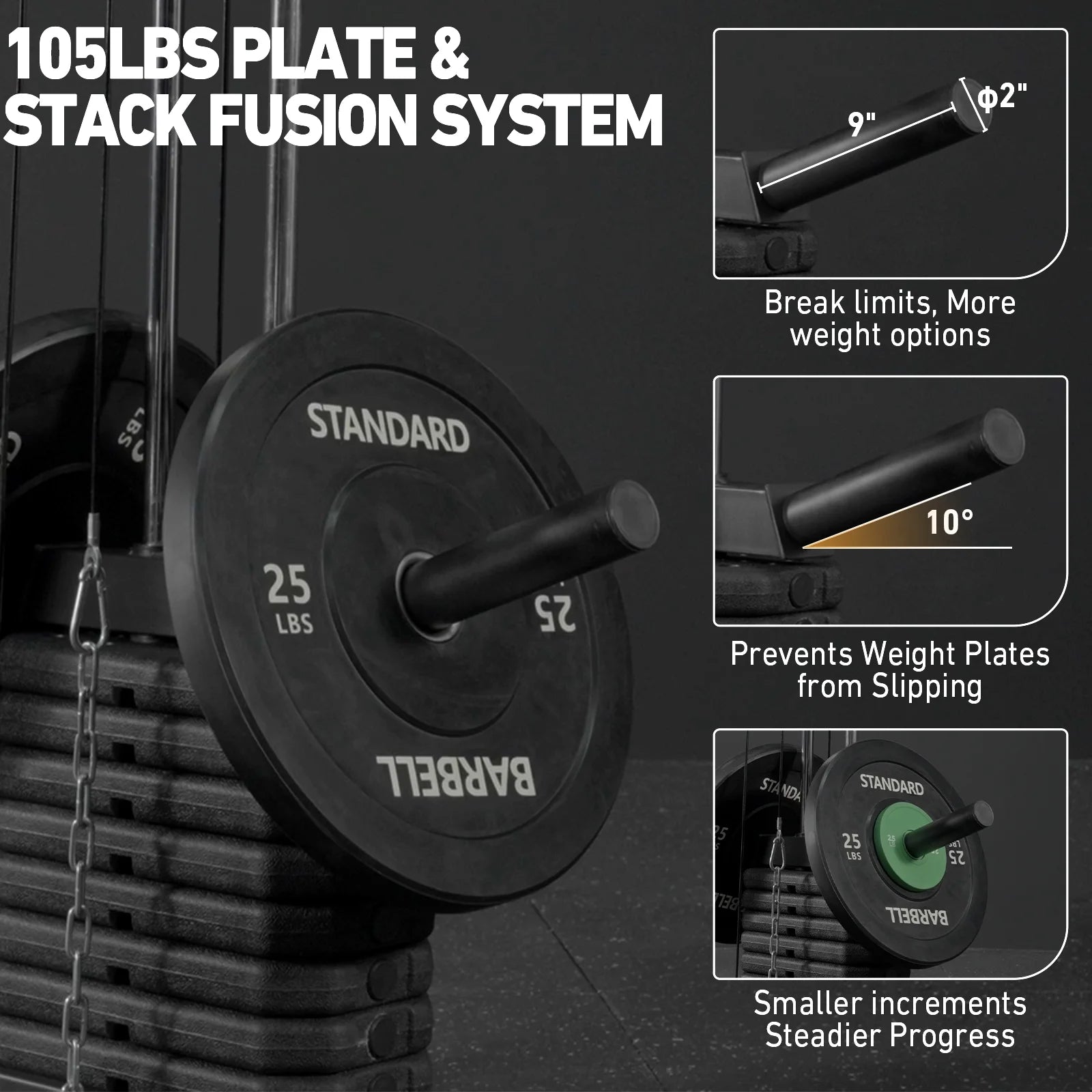 Home Gym System, Multifunctional Home Gym Station with 105LBS Weight Stack, All in One Compact Workout Machine for Full Body Strength Training