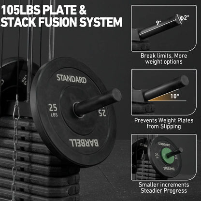Home Gym System, Multifunctional Home Gym Station with 105LBS Weight Stack, All in One Compact Workout Machine for Full Body Strength Training